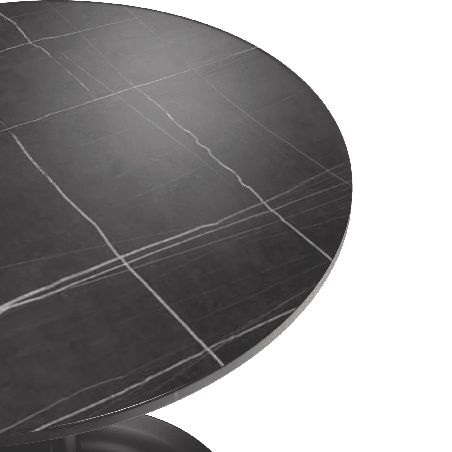Verve Round Dining Table with MDF/Sintered Stone/Resin Tabletop in Black Stainless Steel Pedestal Base - Elax Furniture