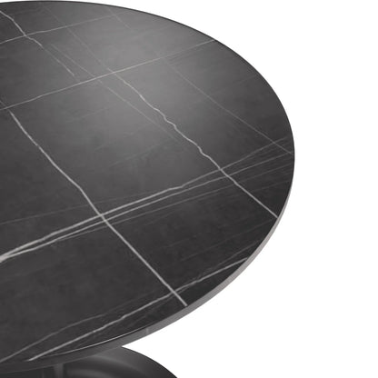 Verve Round Dining Table with MDF/Sintered Stone/Resin Tabletop in Black Stainless Steel Pedestal Base - Elax Furniture