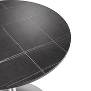 Verve Round Dining Table with MDF/Sintered Stone/Resin Tabletop in Silver Stainless Steel Pedestal Base - Elax Furniture