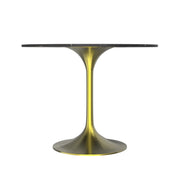 Verve Round Dining Table with MDF/Sintered Stone/Resin Tabletop in Gold Stainless Steel Pedestal Base - Elax Furniture