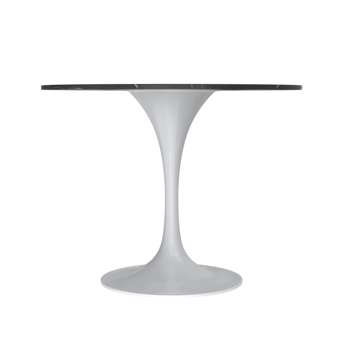 Verve Round Dining Table with MDF/Sintered Stone/Resin Tabletop in White Stainless Steel Pedestal Base - Elax Furniture