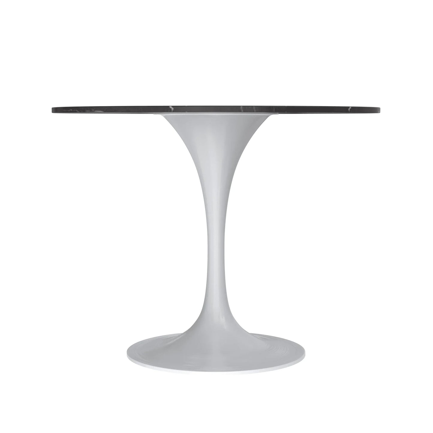 Verve Round Dining Table with MDF/Sintered Stone/Resin Tabletop in White Stainless Steel Pedestal Base - Elax Furniture