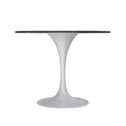 Verve Round Dining Table with MDF/Sintered Stone/Resin Tabletop in White Stainless Steel Pedestal Base - Elax Furniture