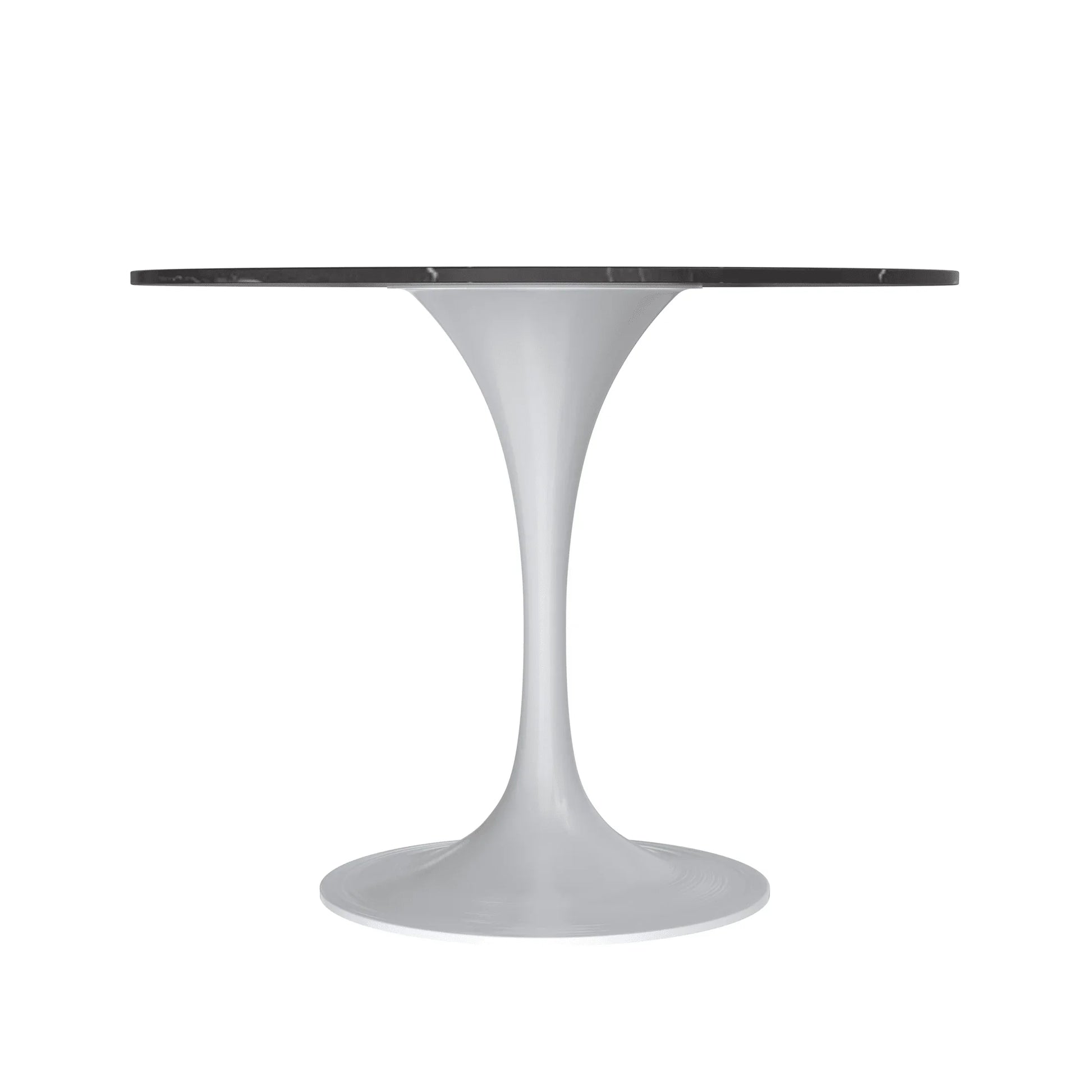 Verve Round Dining Table with MDF/Sintered Stone/Resin Tabletop in White Stainless Steel Pedestal Base - Elax Furniture