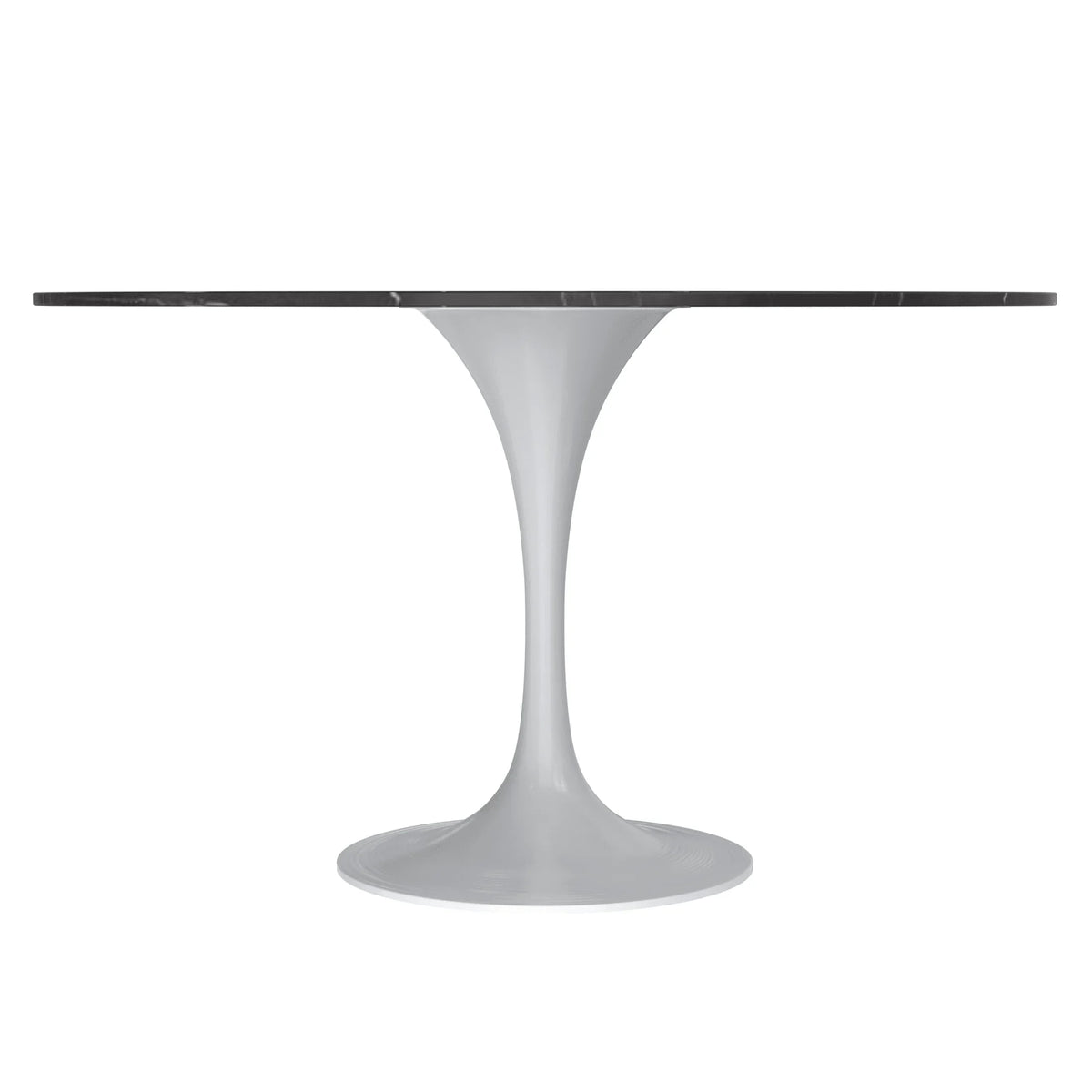 Verve Round Dining Table with MDF/Sintered Stone/Resin Tabletop in White Stainless Steel Pedestal Base - Elax Furniture