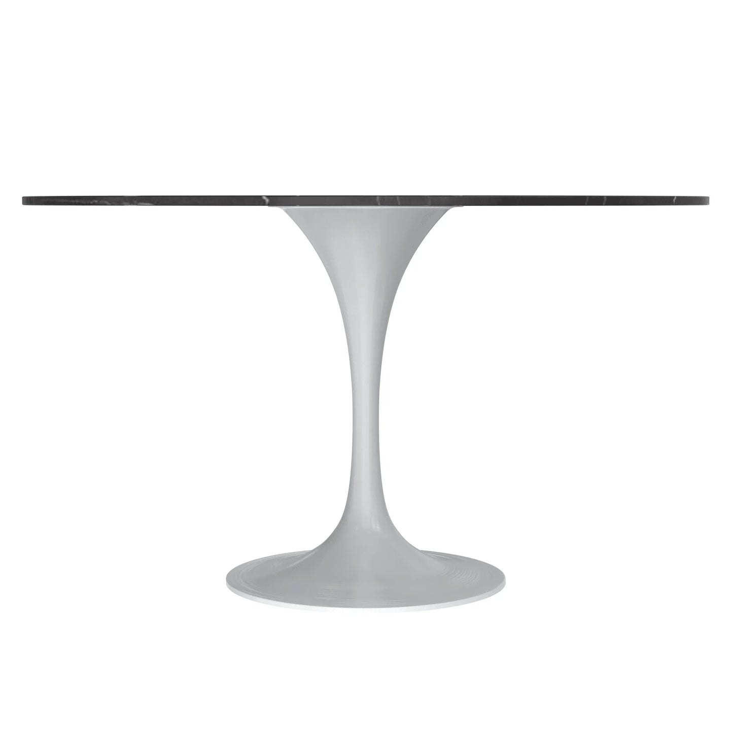 Verve Round Dining Table with MDF/Sintered Stone/Resin Tabletop in White Stainless Steel Pedestal Base - Elax Furniture