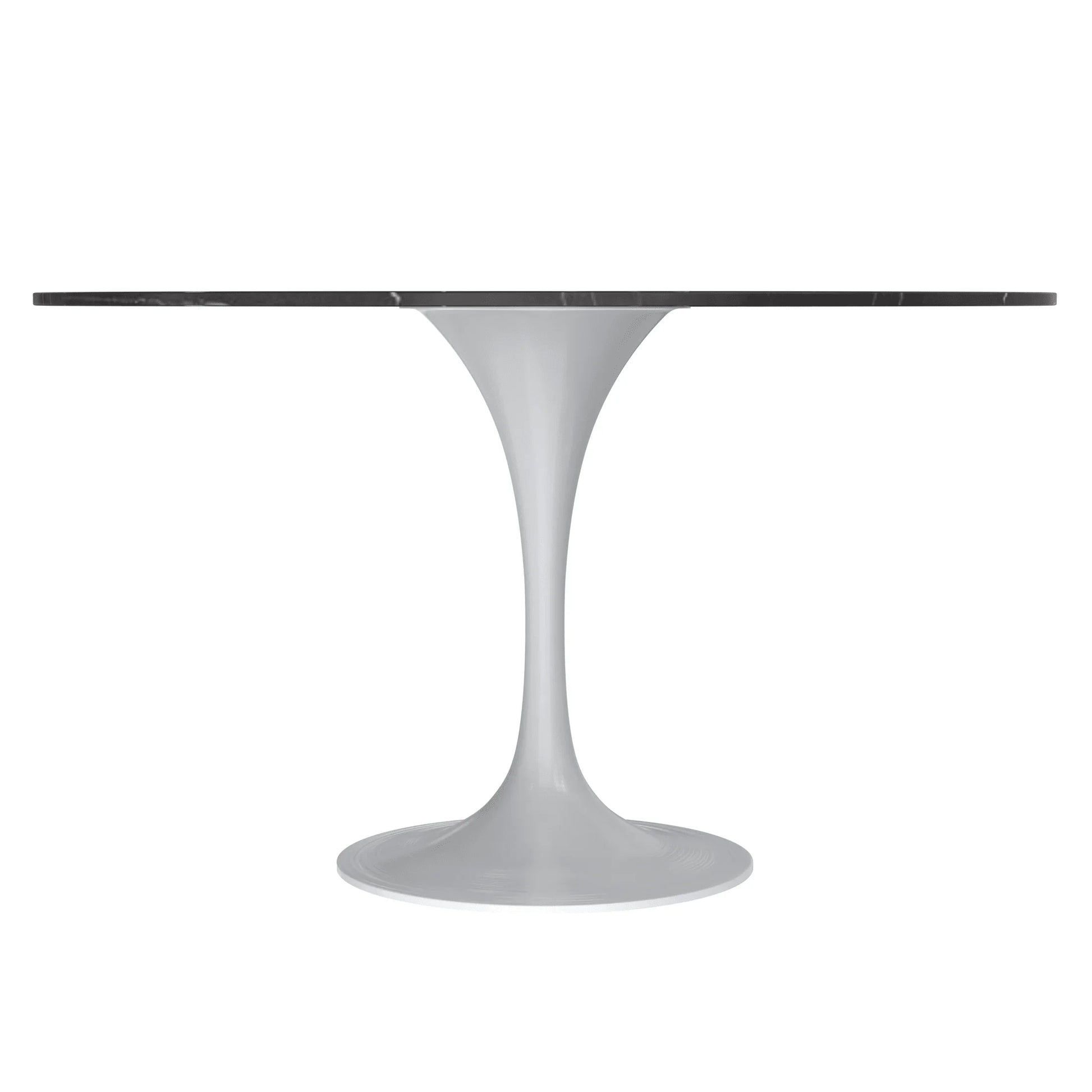 Verve Round Dining Table with MDF/Sintered Stone/Resin Tabletop in White Stainless Steel Pedestal Base - Elax Furniture