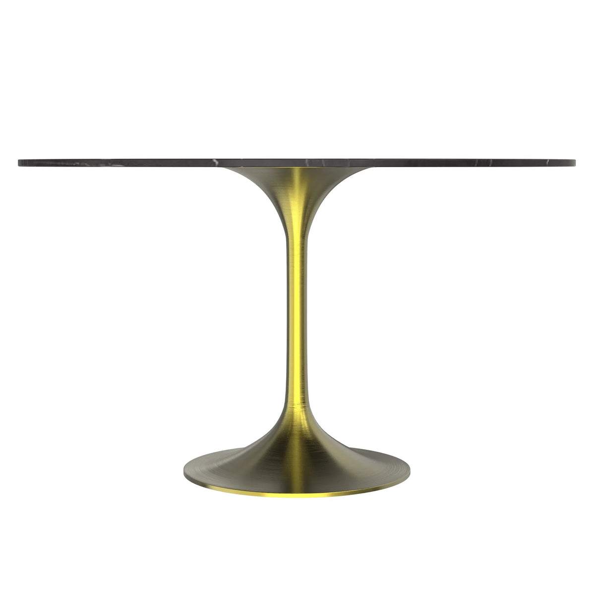 Verve Round Dining Table with MDF/Sintered Stone/Resin Tabletop in Gold Stainless Steel Pedestal Base - Elax Furniture