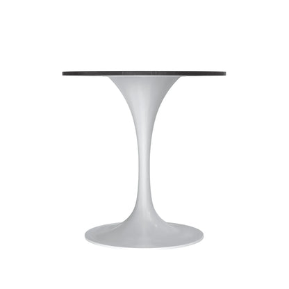 Verve Round Dining Table with MDF/Sintered Stone/Resin Tabletop in White Stainless Steel Pedestal Base - Elax Furniture