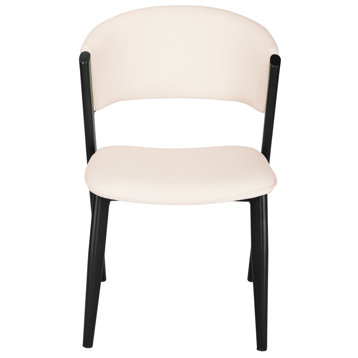Aspen Dining Chairs Upholstered in Leather with Black Metal Legs