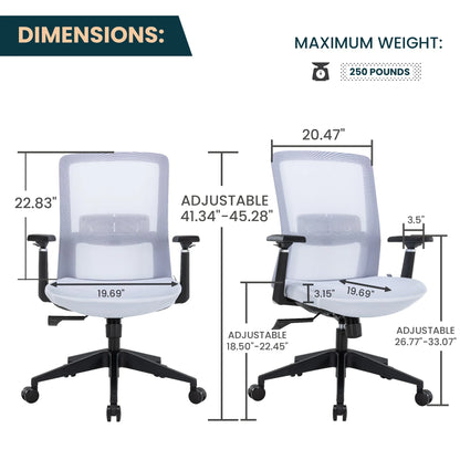 Ingram Ergonomic Modern Office Mesh Task Chair With Adjustable Height - Elax Furniture