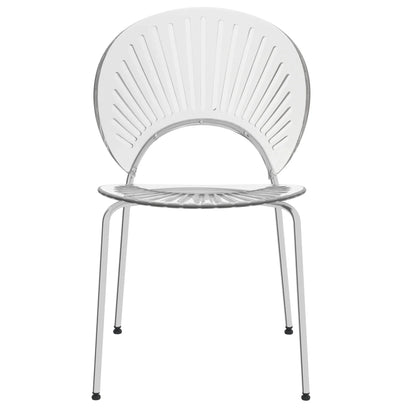 Opulent Modern Plastic Dining Chair in Chrome Metal Legs - Elax Furniture