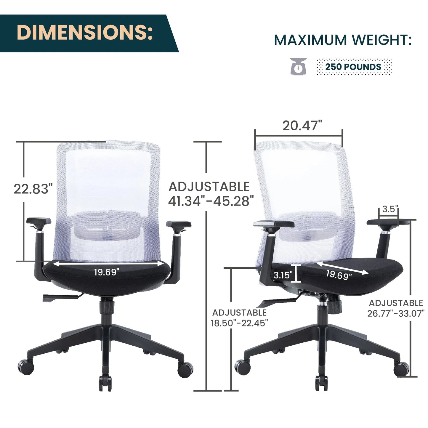 Ingram Ergonomic Modern Office Mesh Task Chair With Adjustable Height - Elax Furniture