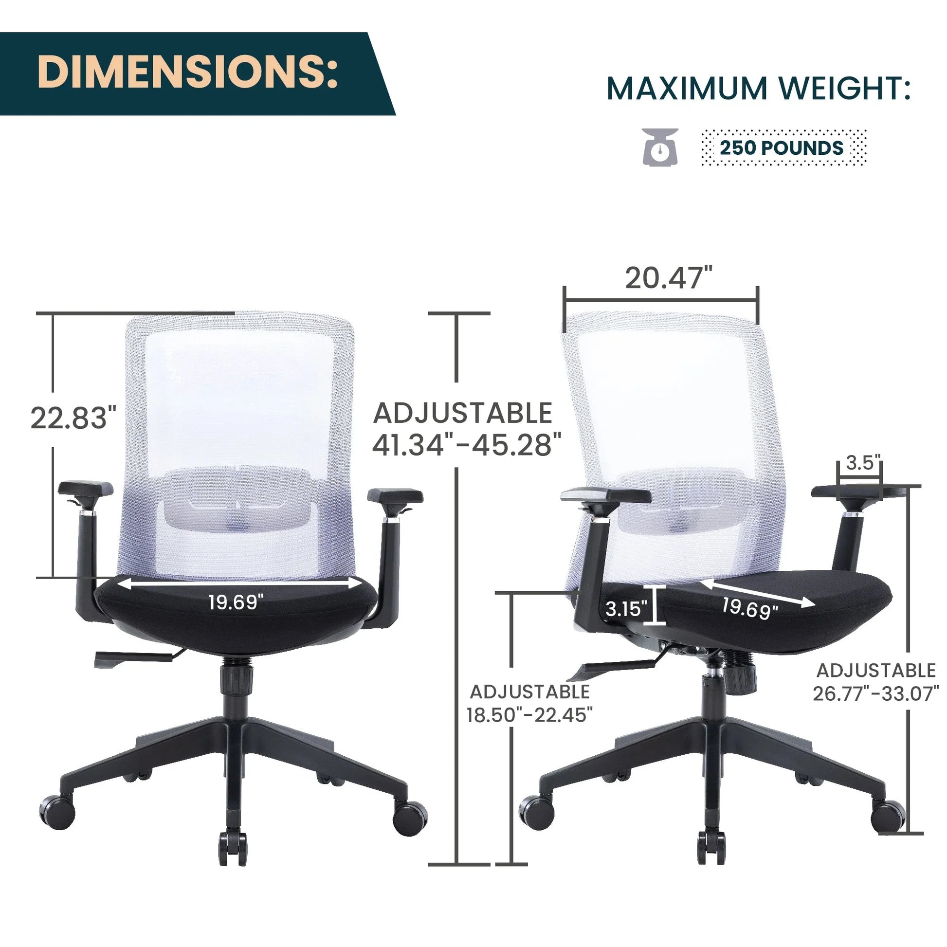 Ingram Ergonomic Modern Office Mesh Task Chair With Adjustable Height - Elax Furniture