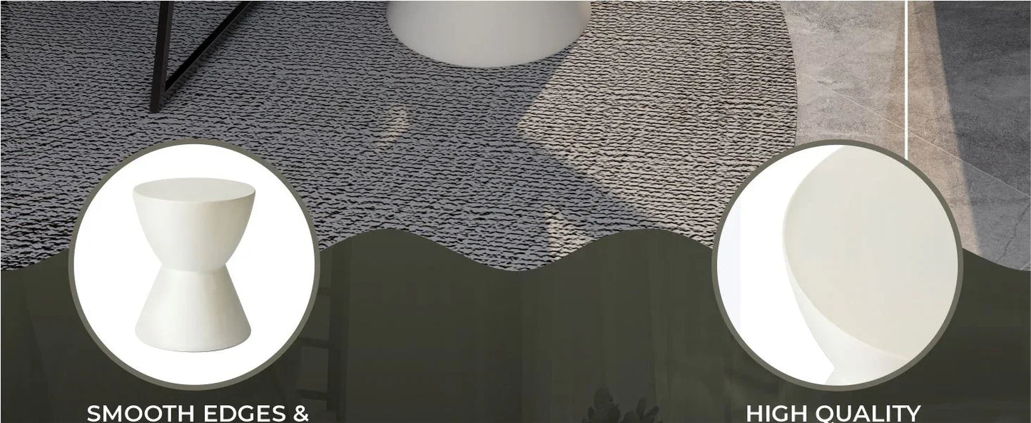 LeisureMod Loft Collection Fiberglass Outdoor Side Table in Moss Grey - Elax Furniture