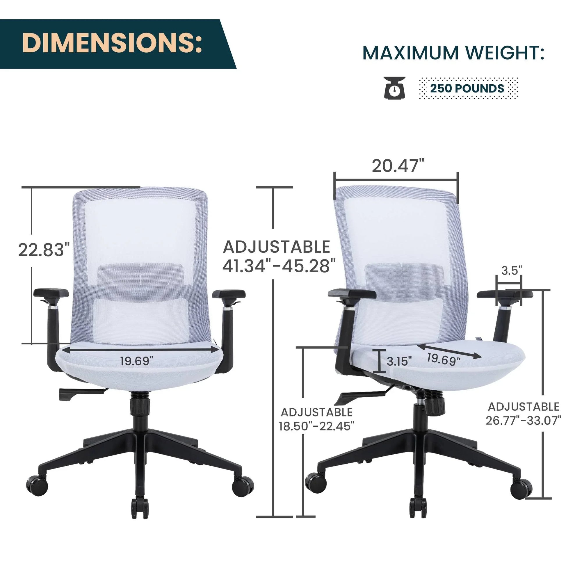 Ingram Ergonomic Modern Office Mesh Task Chair With Adjustable Height - Elax Furniture