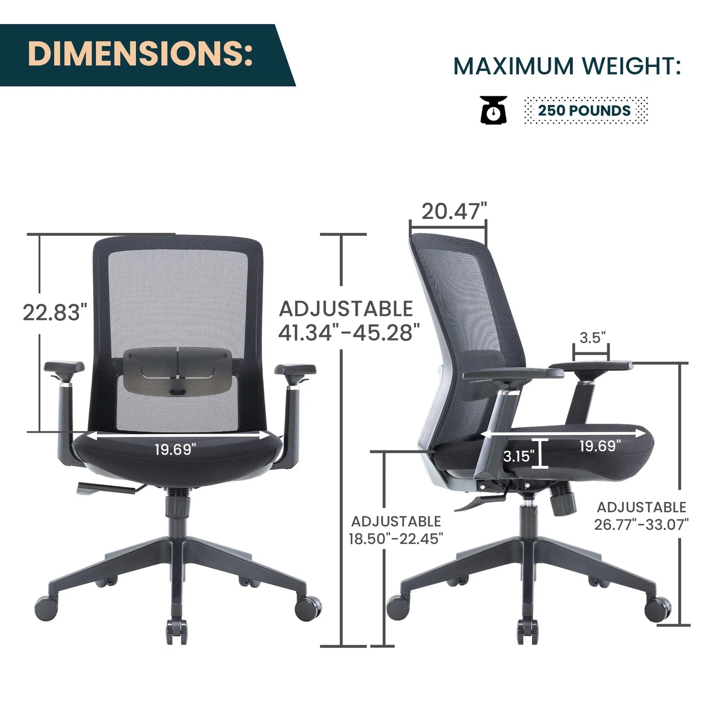 Ingram Ergonomic Modern Office Mesh Task Chair With Adjustable Height - Elax Furniture