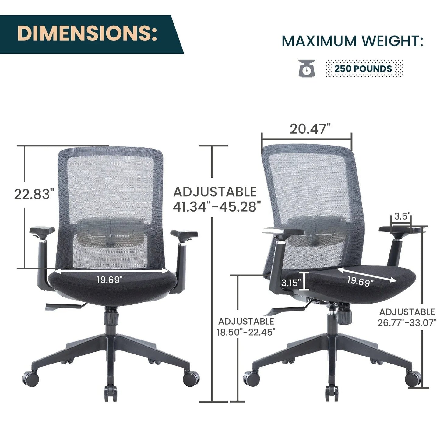 Ingram Ergonomic Modern Office Mesh Task Chair With Adjustable Height - Elax Furniture