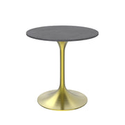 Verve Round Dining Table with MDF/Sintered Stone/Resin Tabletop in Gold Stainless Steel Pedestal Base - Elax Furniture