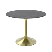 Verve Round Dining Table with MDF/Sintered Stone/Resin Tabletop in Gold Stainless Steel Pedestal Base - Elax Furniture