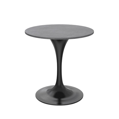 Verve Round Dining Table with MDF/Sintered Stone/Resin Tabletop in Black Stainless Steel Pedestal Base - Elax Furniture