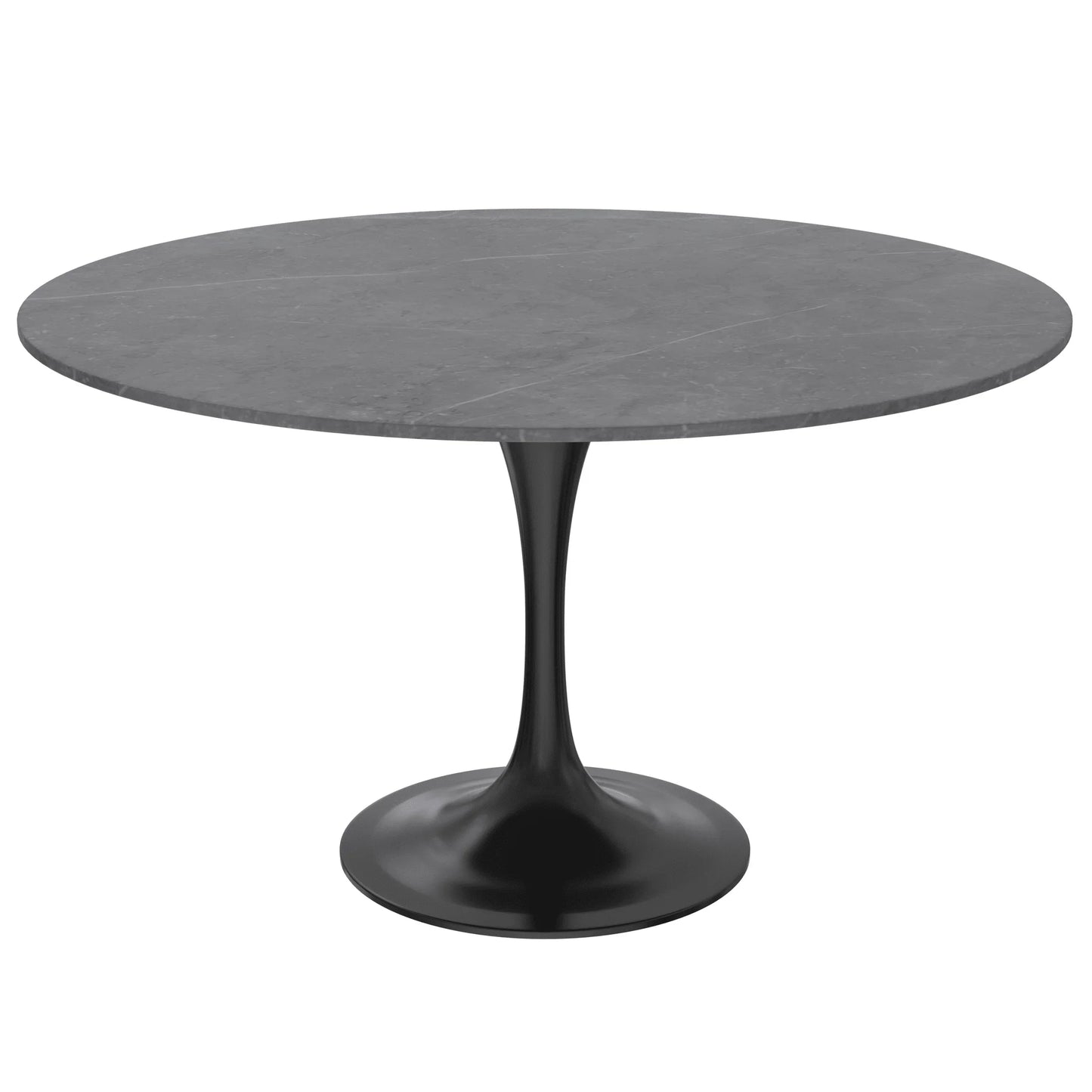 Verve Round Dining Table with MDF/Sintered Stone/Resin Tabletop in Black Stainless Steel Pedestal Base - Elax Furniture