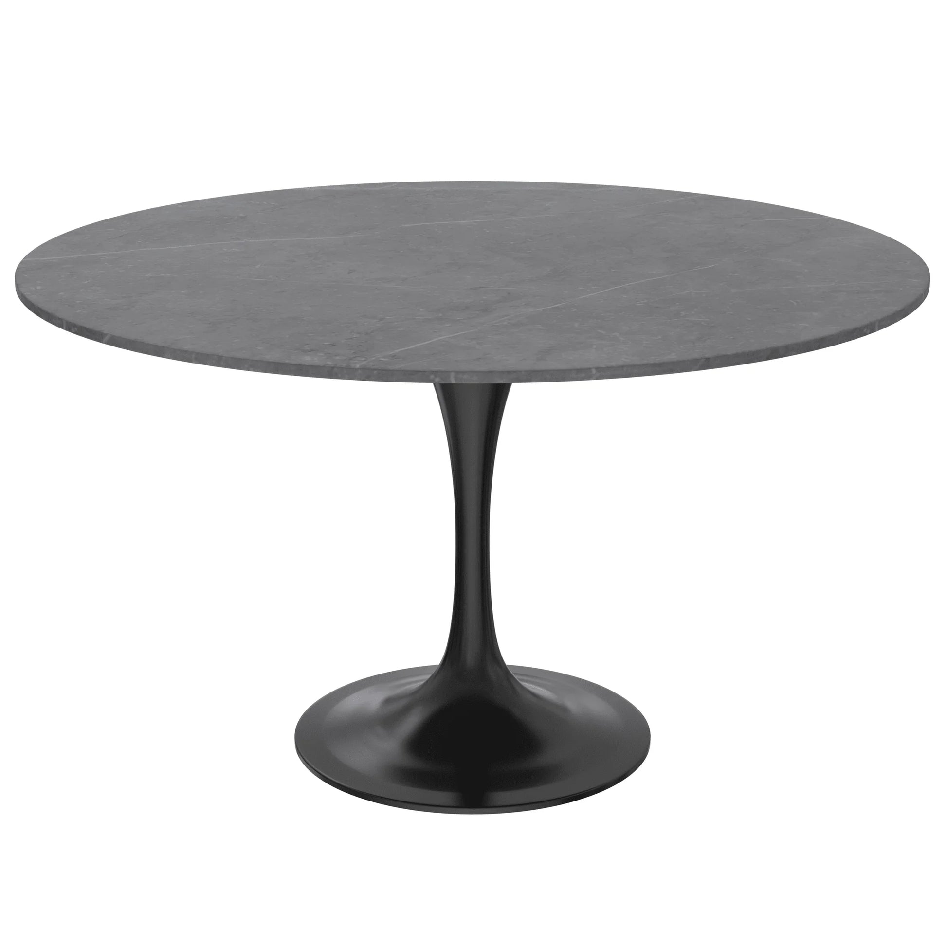 Verve Round Dining Table with MDF/Sintered Stone/Resin Tabletop in Black Stainless Steel Pedestal Base - Elax Furniture