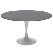 Verve Round Dining Table with MDF/Sintered Stone/Resin Tabletop in White Stainless Steel Pedestal Base - Elax Furniture