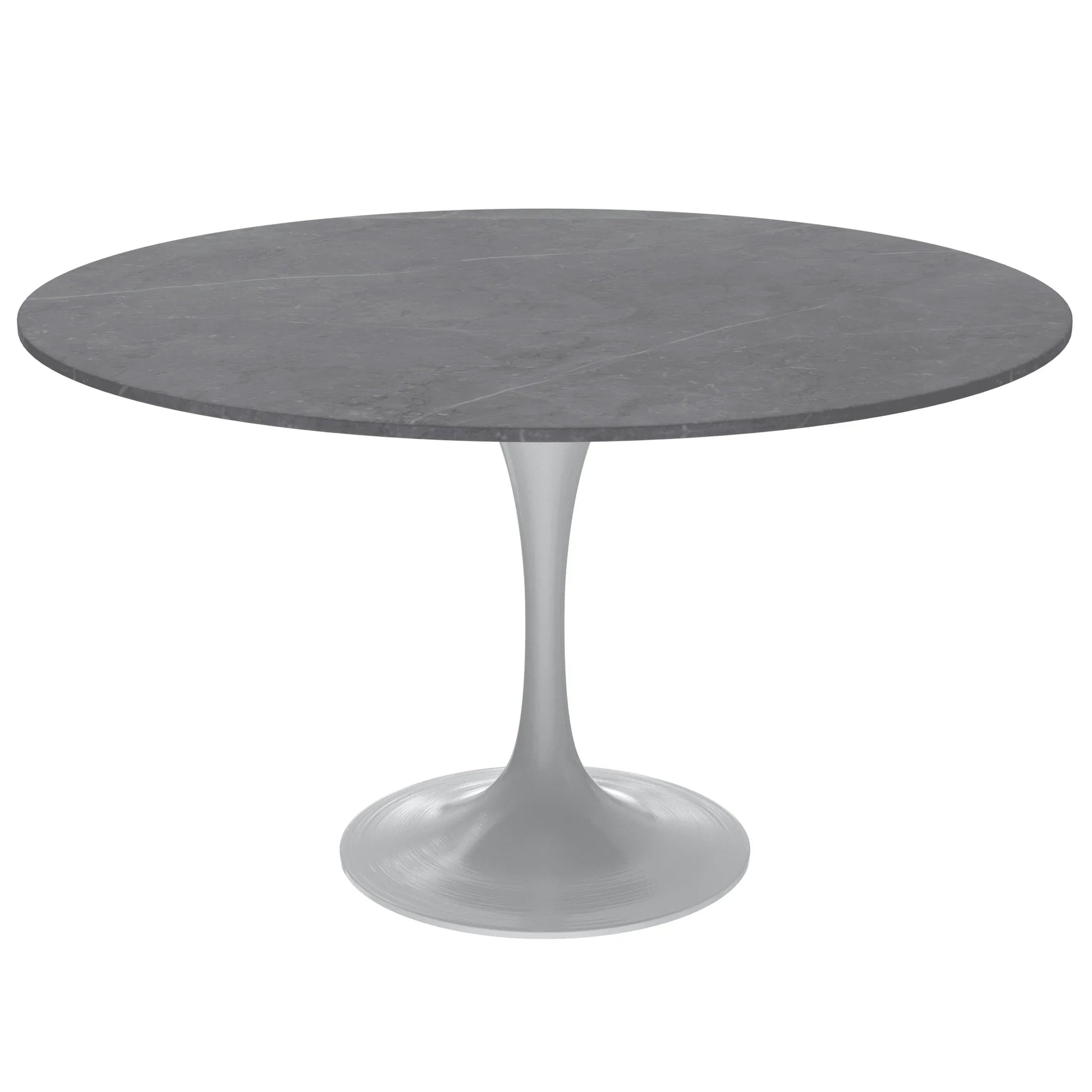 Verve Round Dining Table with MDF/Sintered Stone/Resin Tabletop in White Stainless Steel Pedestal Base - Elax Furniture