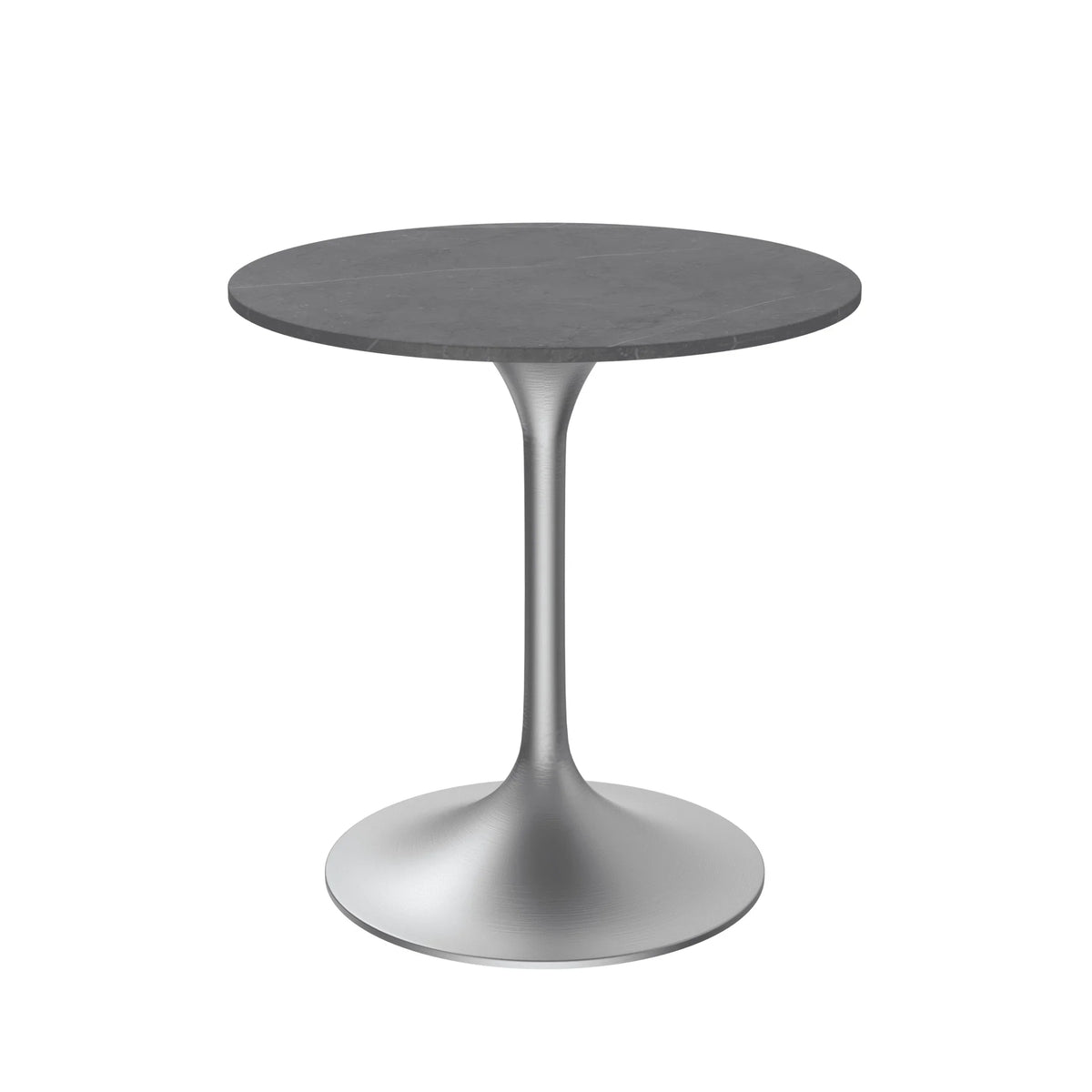 Verve Round Dining Table with MDF/Sintered Stone/Resin Tabletop in Silver Stainless Steel Pedestal Base - Elax Furniture