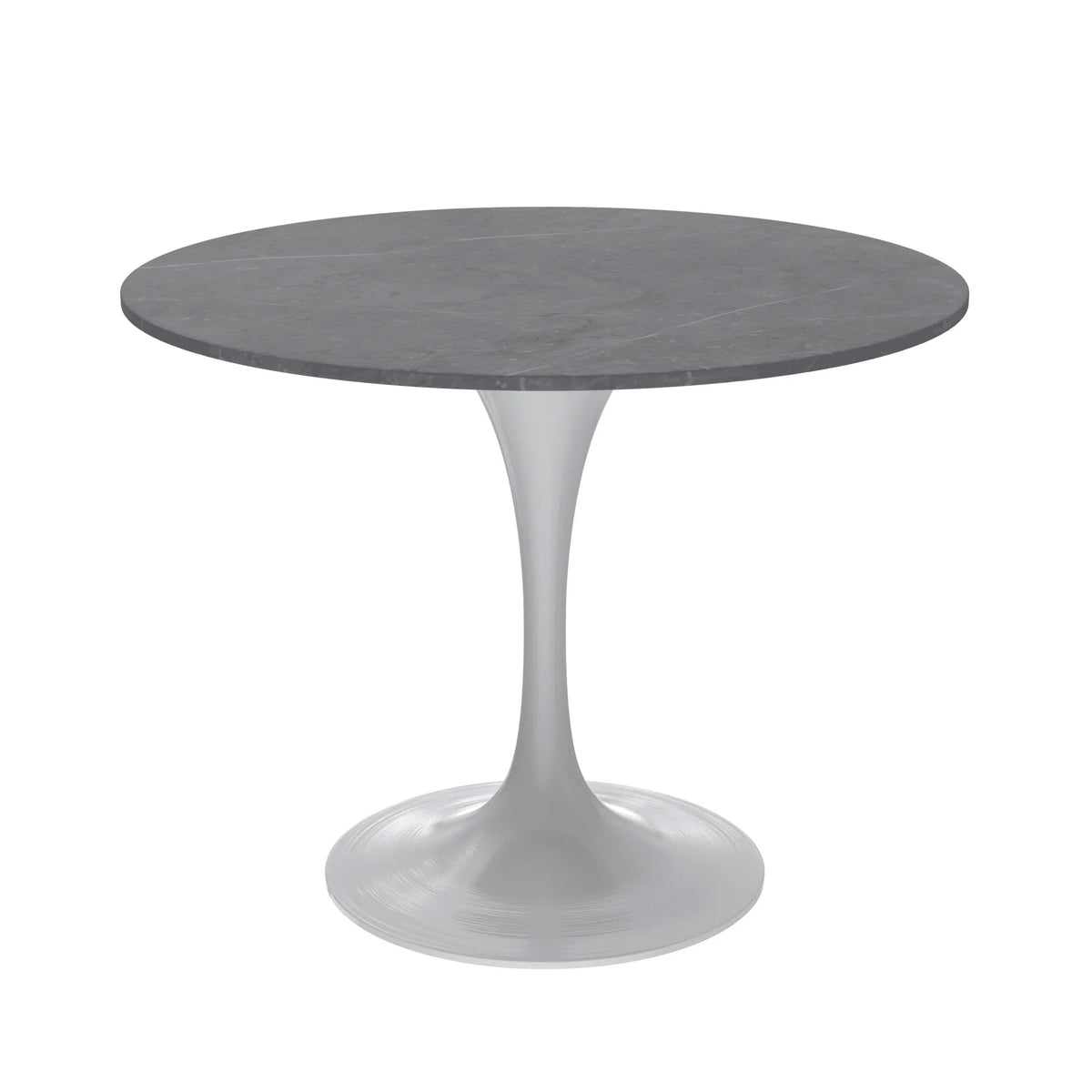 Verve Round Dining Table with MDF/Sintered Stone/Resin Tabletop in White Stainless Steel Pedestal Base - Elax Furniture