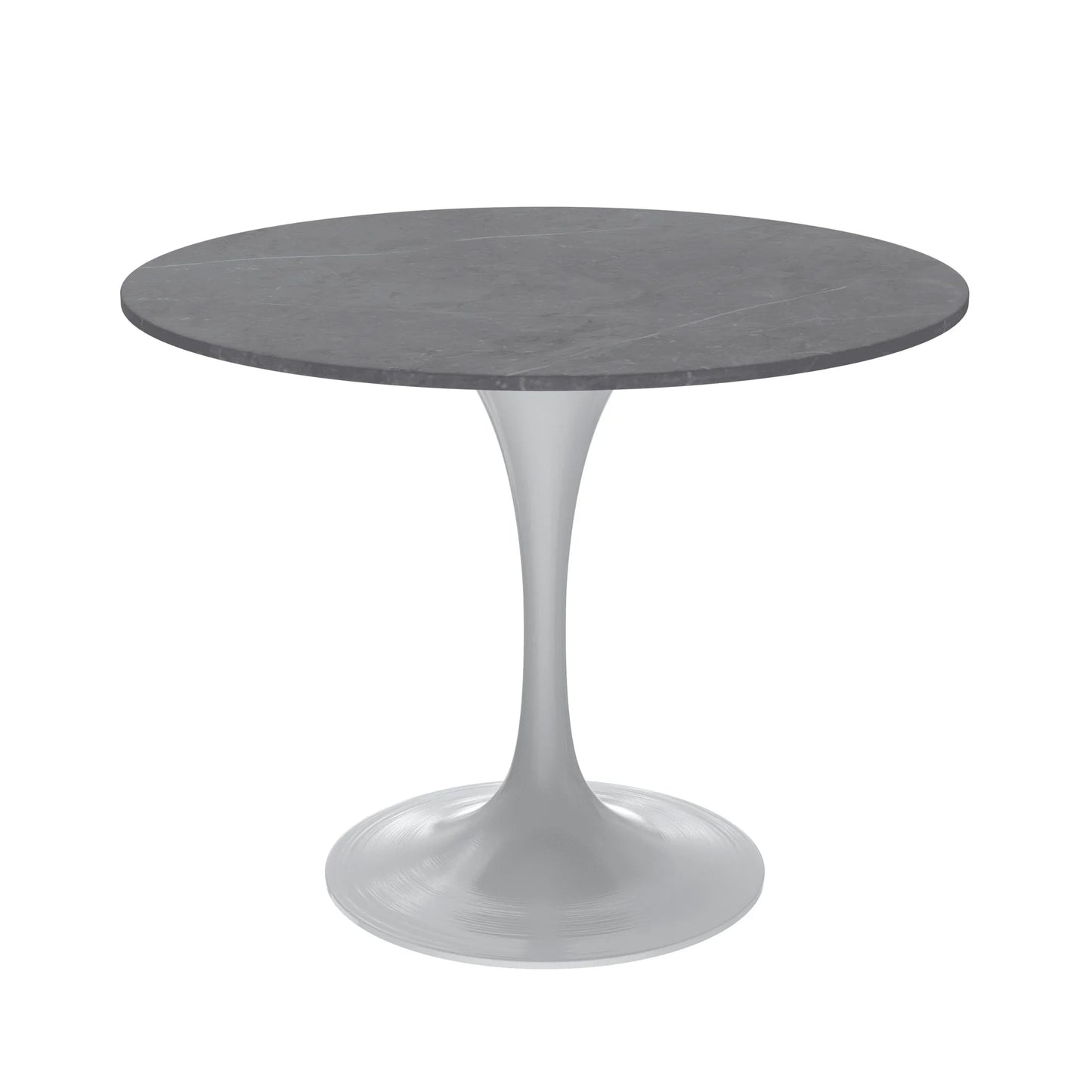 Verve Round Dining Table with MDF/Sintered Stone/Resin Tabletop in White Stainless Steel Pedestal Base - Elax Furniture