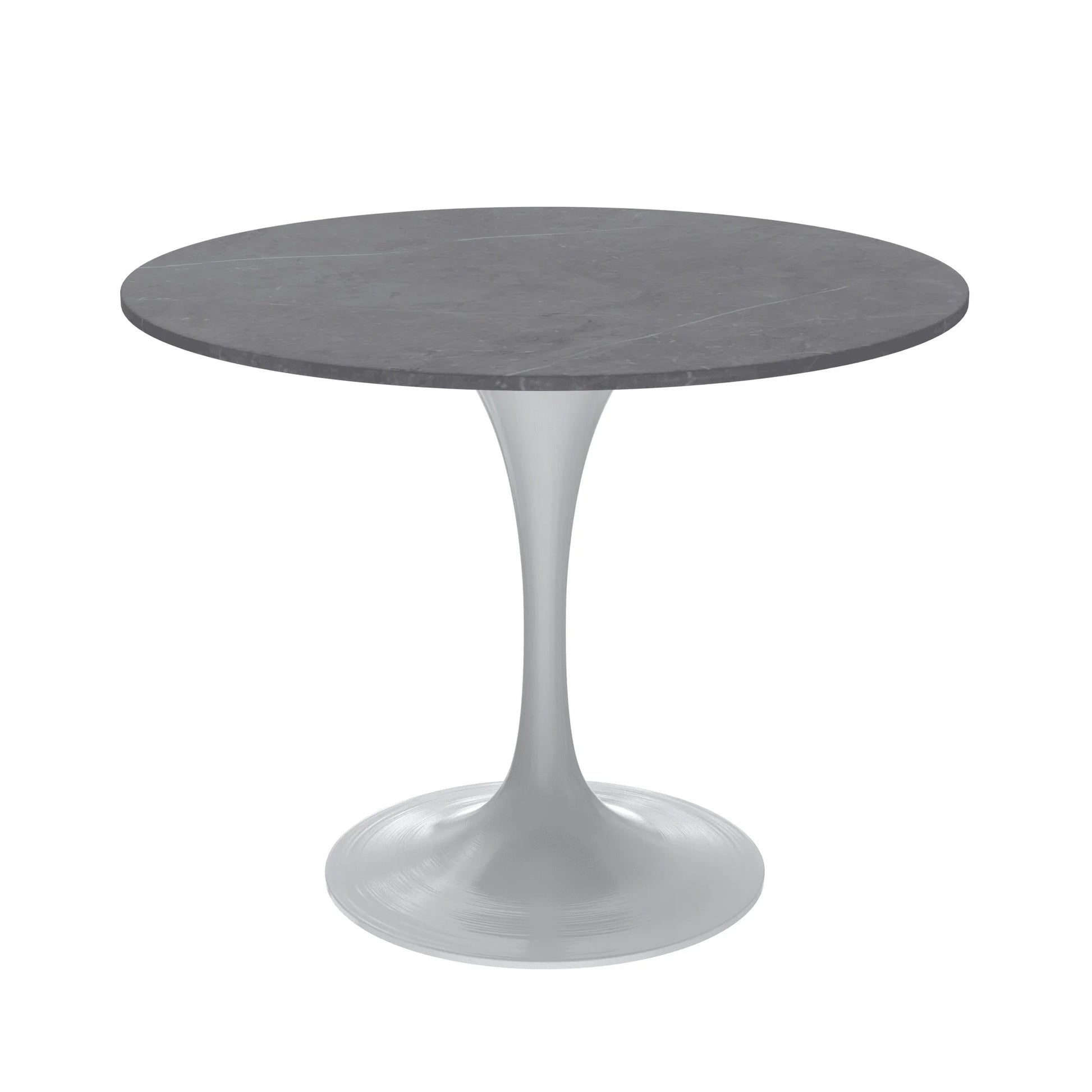 Verve Round Dining Table with MDF/Sintered Stone/Resin Tabletop in White Stainless Steel Pedestal Base - Elax Furniture