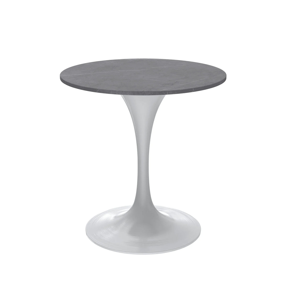 Verve Round Dining Table with MDF/Sintered Stone/Resin Tabletop in White Stainless Steel Pedestal Base - Elax Furniture