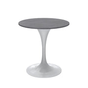 Verve Round Dining Table with MDF/Sintered Stone/Resin Tabletop in White Stainless Steel Pedestal Base - Elax Furniture