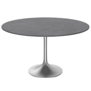 Verve Round Dining Table with MDF/Sintered Stone/Resin Tabletop in Silver Stainless Steel Pedestal Base - Elax Furniture