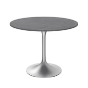 Verve Round Dining Table with MDF/Sintered Stone/Resin Tabletop in Silver Stainless Steel Pedestal Base - Elax Furniture