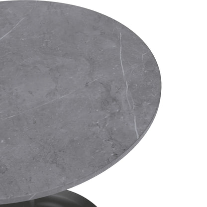 Verve Round Dining Table with MDF/Sintered Stone/Resin Tabletop in Black Stainless Steel Pedestal Base - Elax Furniture