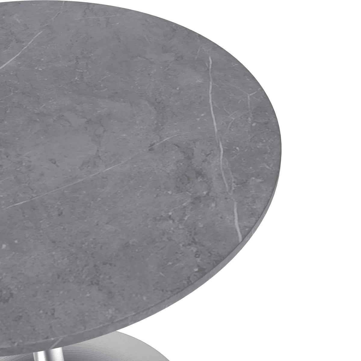 Verve Round Dining Table with MDF/Sintered Stone/Resin Tabletop in Silver Stainless Steel Pedestal Base - Elax Furniture