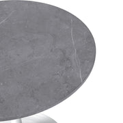 Verve Round Dining Table with MDF/Sintered Stone/Resin Tabletop in White Stainless Steel Pedestal Base - Elax Furniture