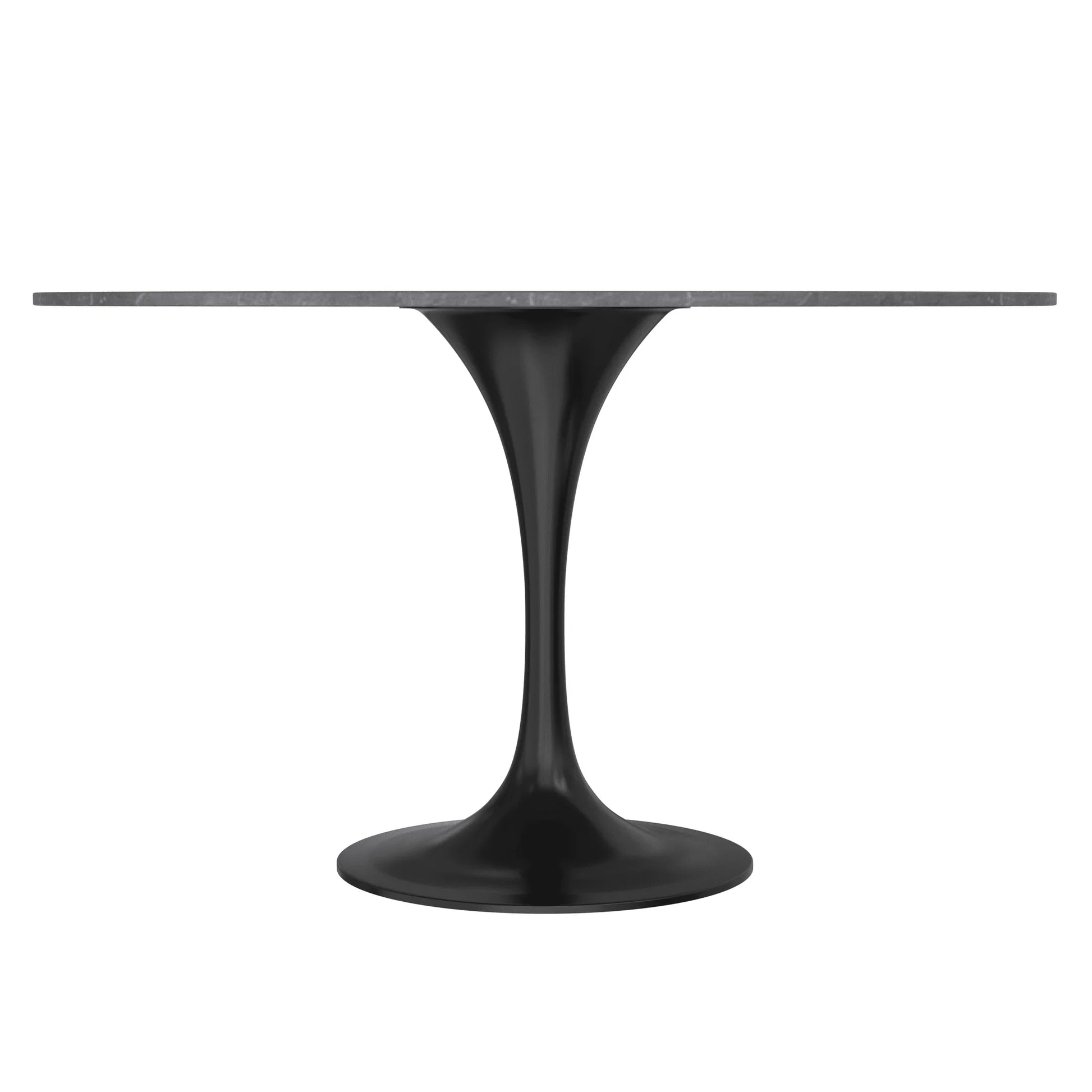 Verve Round Dining Table with MDF/Sintered Stone/Resin Tabletop in Black Stainless Steel Pedestal Base - Elax Furniture
