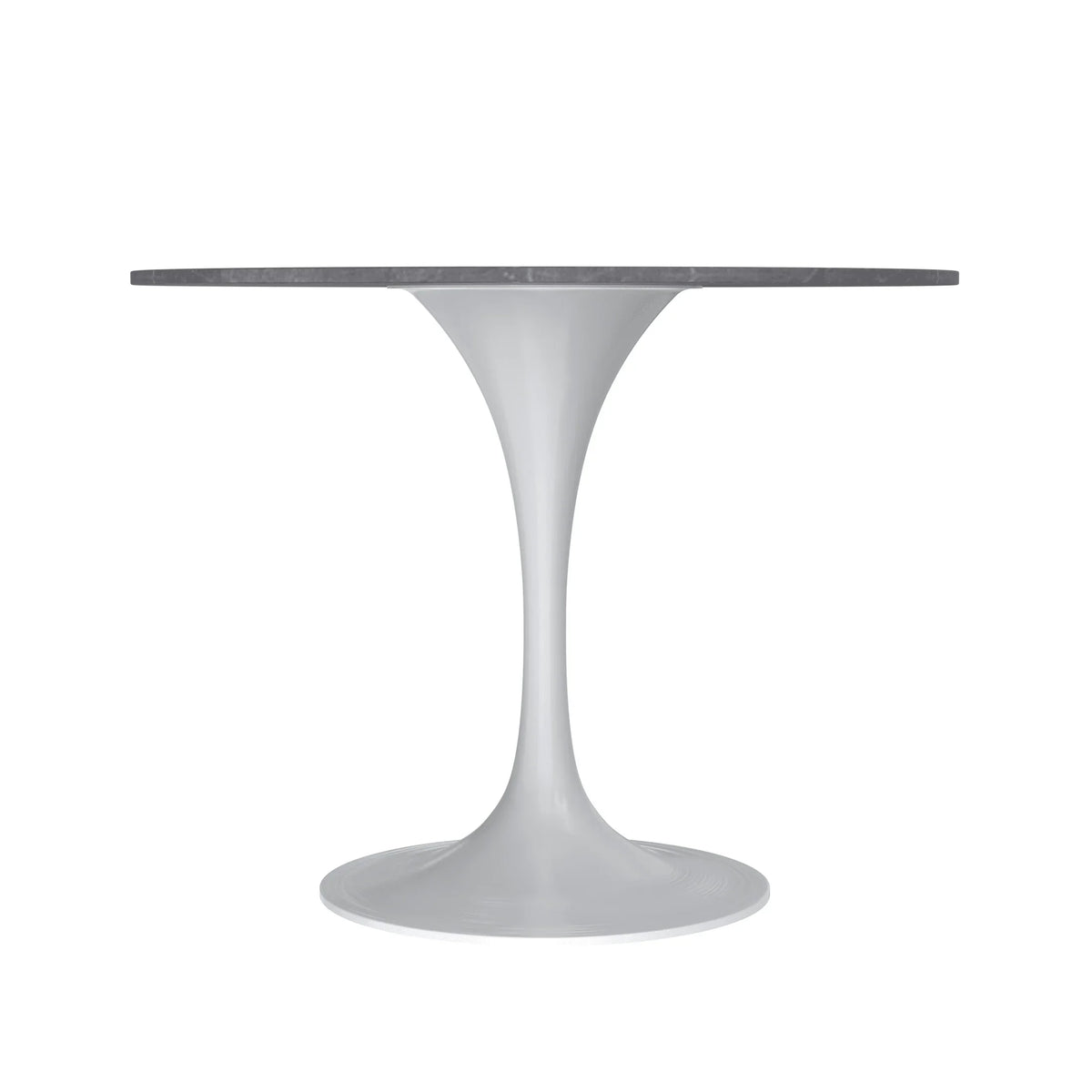 Verve Round Dining Table with MDF/Sintered Stone/Resin Tabletop in White Stainless Steel Pedestal Base - Elax Furniture