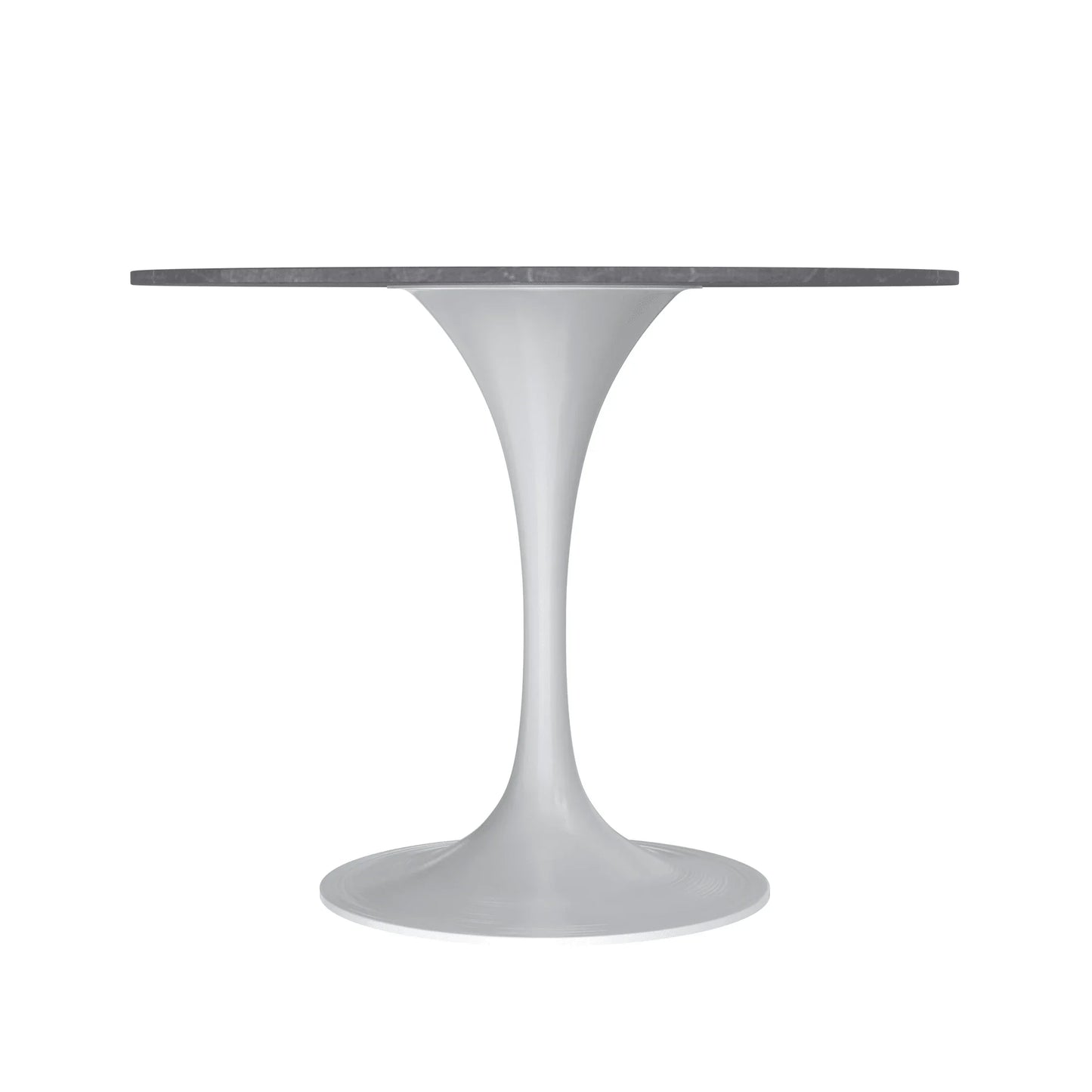 Verve Round Dining Table with MDF/Sintered Stone/Resin Tabletop in White Stainless Steel Pedestal Base - Elax Furniture
