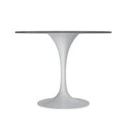 Verve Round Dining Table with MDF/Sintered Stone/Resin Tabletop in White Stainless Steel Pedestal Base - Elax Furniture