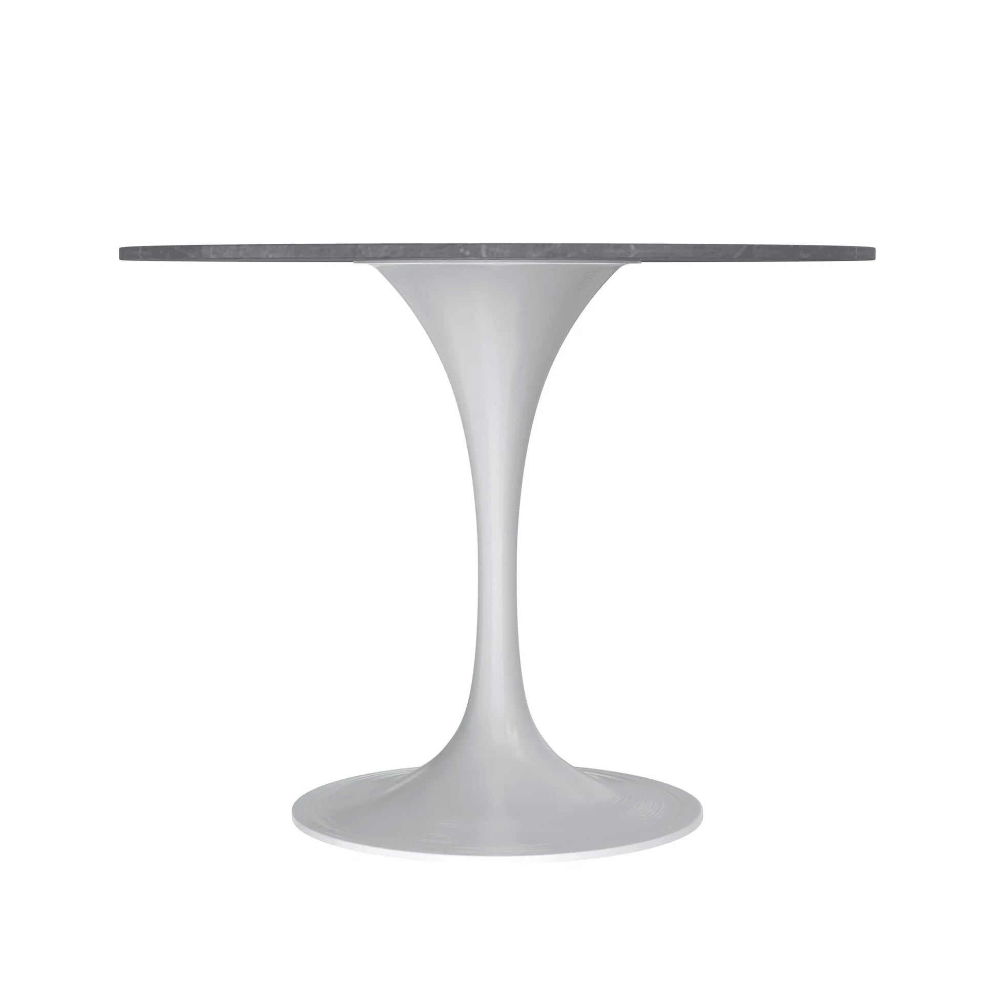 Verve Round Dining Table with MDF/Sintered Stone/Resin Tabletop in White Stainless Steel Pedestal Base - Elax Furniture