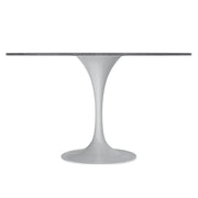 Verve Round Dining Table with MDF/Sintered Stone/Resin Tabletop in White Stainless Steel Pedestal Base - Elax Furniture