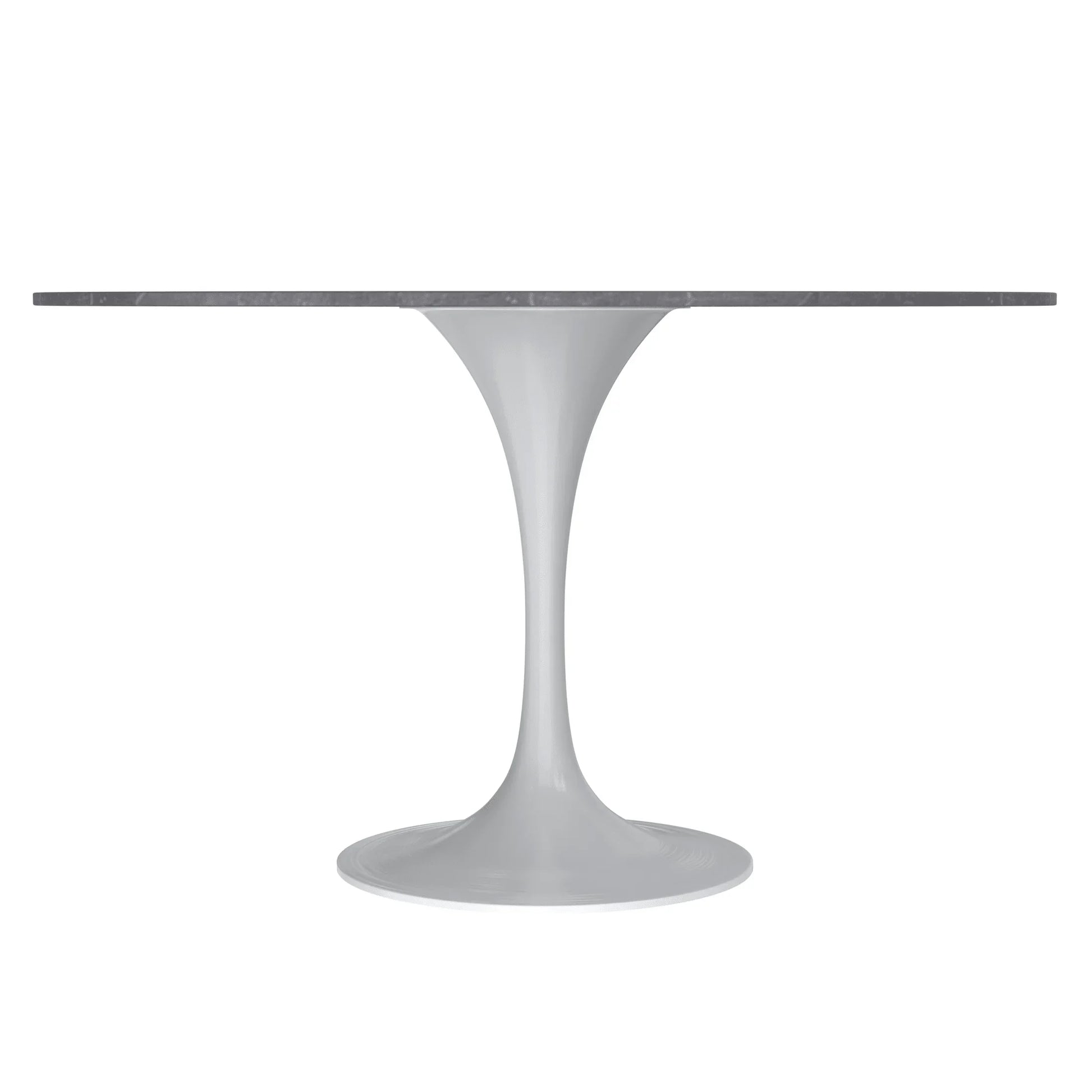Verve Round Dining Table with MDF/Sintered Stone/Resin Tabletop in White Stainless Steel Pedestal Base - Elax Furniture
