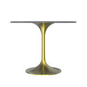 Verve Round Dining Table with MDF/Sintered Stone/Resin Tabletop in Gold Stainless Steel Pedestal Base - Elax Furniture