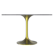 Verve Round Dining Table with MDF/Sintered Stone/Resin Tabletop in Gold Stainless Steel Pedestal Base - Elax Furniture