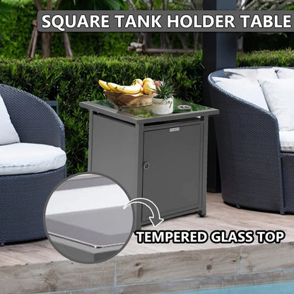 Walbrooke Modern Square Tank Holder Table with Tempered Glass Top and Powder Coated Aluminum - Elax Furniture